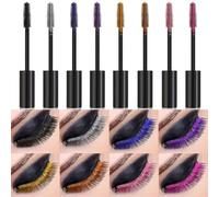 Juego de Rímel de Colores de 8 Colores, Mascara de Colores, Rímel Impermeable de Colores del Arco Iris, 4D Silk Fiber Lash MáScara, Larga Duración y Volumen Longitud Rizado