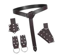 Juego de riñonera de poliuretano con remaches tachonados, diseño del norte para recreación histórica de adultos y uso diario LARP, Brown, Talla única, Mass Beauty