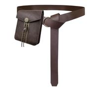 Juego de riñonera medievales, bolso renacentista de piel sintética con cinturón de 178 cm, accesorio de cosplay, marrón, talla única, Estilo único