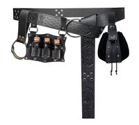Juego de riñonera punk en relieve, ajustable, llavero para aventuras al aire libre, cinturón de cintura de poliuretano, Black, Embossed waist bag, Mass Beauty