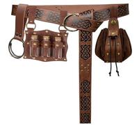 Juego de riñonera punk en relieve, ajustable, llavero para aventuras al aire libre, unisex, para actividades al aire libre, conjunto de cinturón de cintura, Brown, Embossed waist bag, Mass Beauty