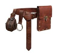 Juego de riñonera Vintage - de Cuero de 128 cm | Riñonera Steampunk con cinturón de 5 cm de Ancho - Grueso, Resistente al Desgaste, Duradero | Accesorio de Disfraz renacentista Medieval |