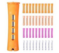 Juego de rizadores de cabello permanente, 4 tamaños, varillas de onda fría para cabello largo, bandas de goma incluidas para peinado, perfectas para cabello corto de mujer y peluquería en casa