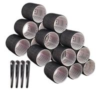 Juego de rodillos de pelo autoadherentes, sin calor, rizador natural, flequillo, adhesivo de volumen, fácil de usar, herramientas de peluquería (negro)
