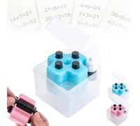 Juego de rodillos de sellos matemáticos 4 en 1, suma aleatoria, resta, multiplicación y práctica de relleno en blanco, sellos digitales de enseñanza con tinta de recambio, sello de matemáticas