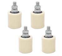 Juego de rodillos guía de puerta deslizante para rieles angulares de acero y redondos, paquete de 4 ruedas de polipropileno y rodamiento en beige (40 x 43 / 46 x 52 / 48 x 70 / 50 x 100 mm) (46 x 52)