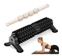 Juego de rodillos para fascia, 53 x 18 cm, rodillo de espuma con varilla de masaje, rodillo para fascia columna vertebral con textura 3D, dureza media, yoga, pilates, rodillo fascial con soporte, para