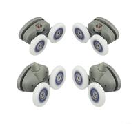 Juego de rodillos para puerta de ducha de doble mariposa con corredores superiores e inferiores y ruedas de 19/23/25/27 mm para paneles de vidrio de 4-6 mm con alineación ajustable para recintos de