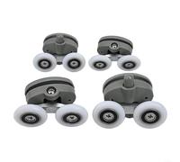 Juego de rodillos para puerta de ducha de doble mariposa con corredores superiores e inferiores y ruedas de 19/23/25/27 mm para paneles de vidrio de 4-6 mm con alineación ajustable para recintos de