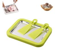 Juego de rollos de helado para el hogar, bandeja de hielo instantánea con 2 rascadores, molde de rollos de helado DIY para yogur, sorbete y deliciosos postres para toda la familia (verde)