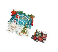 Juego de rompecabezas de aventura de tren de dibujos animados preescolar, juguete interactivo eléctrico para niños, construir y jugar, juego de tren de Navidad vintage