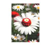 Juego de rompecabezas de ladrillo artístico, bloques de construcción, rompecabezas 3D, flores y margaritas blancas, decoración de escritorio, 4 x 5.5 pulgadas