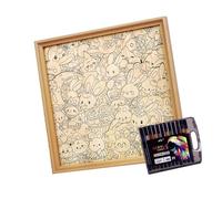 Juego de rompecabezas de madera para colorear, rompecabezas de madera decorativo, marco de fotos, manualidades para niños y adultos, arte, dibujo, juguete seguro para niños