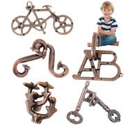 Juego de Rompecabezas de Metal de 5 Piezas, aleación de desbloqueo 3D, Juegos de Rompecabezas de Enclavamiento, educativos para la Mente para Adultos, niños, Regalos de entrenamient