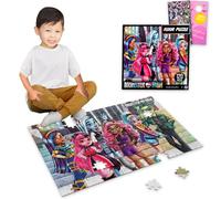 Juego de rompecabezas Monster High Floor para niños, paquete con rompecabezas de piso de 120 piezas para niñas más calcomanías, más | Rompecabezas Monster High para niñas y niños