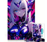 Juego de rompecabezas para adultos con diseño de chica anime con atuendo futurista,1000 piezas,juego de memoria,ajuste firme,montaje seguro,juego de construcción de conexiones significativas (38x26cm)