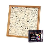 Juego de rompecabezas para colorear, gatos de madera, con forma de corte láser de precisión para crear un marco de fotos para decoraciones y regalos del hogar, rompecabezas de madera, regalo