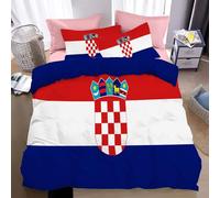 Juego De Ropa Cama 2 Piezas Bandera Croata 135 X 200 Cm Microfibra Suave Transpirable Patriotas Juego De Fundas Edredón con 1 Funda Nórdica + 1 Funda Almohada, Impresión 3D