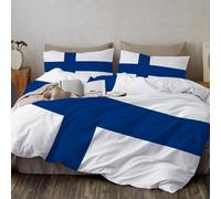 Juego de Ropa de Azul y Blanco Bandera de Finlandia 3 Piezas Microfibra Minimalismo Funda nórdica de 240x220 cm y 2 Funda de Almohada de 65 x 65 cm