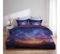 Juego de Ropa de Cama 240 X 220 cm, Cielo Estrellado Rocas ExtrañAs Planeta AlieníGena Funda Nórdica Cama 150 Microfibra Funda Edredon 3 Piezas para Niño Juvenil y Adulto, con Cremallera, PúRpura
