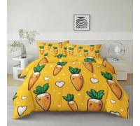 Juego de Ropa de Cama 3 Piezas 135 x 200 cm Tema Vegetal Corazón Zanahoria 3D Impresión Microfibra Juego de Fundas de Edredón Incluye Funda Nórdica, Ropa de Cama para niños y niñas, Naranja