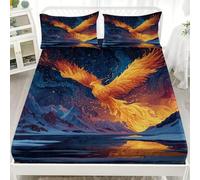 Juego de Ropa de Cama 3 Piezas 135x190 cm De EnsueñO FéNix MontañAs Nevadas Sábana Ajustable de Microfibra Suave, Azul Transpirable, Resistente e Hipoalergénica, Funda de Colchón