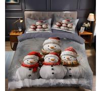 Juego de Ropa de Cama 3 Piezas Cama 135 Muñeco de Nieve de Caperucita Roja de Dibujos Funda nórdica 220x220 cm Suave, Transpirable, Incluye 2 Fundas de Almohada 50x75 cm