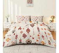 Juego de Ropa de Cama 3 Piezas - Crème Microfibra Funda nórdica con Estampado De Tradición Cultura Tribal Geometría, 150 x 200 cm Juego de Funda Nórdica con 2 Funda de Almohadas 50 x 75 cm