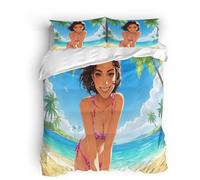 Juego de Ropa de Cama 3D Chicas En Bikini Patrón Microfibra 3 Piezas Océano De Segunda Dimensión Fundas Nórdicas con Cremallera Y -220x240+2 Fundas De Almohada 50x75cm
