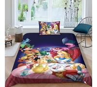 Juego De Ropa De Cama 3D con Impresión De Alicia en el País de Las Maravillas,Funda De Edredón para Niños Y Adultos, Funda Nórdica De Microfibra con Cremallera Y Fundas De Almohada Single(135x200cm)