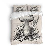 Juego de Ropa de Cama 3D Pintura De Hongos Patrón Microfibra 3 Piezas Dibujos Animados En Blanco Y Negro Compuesto por 1 Funda Nórdica 240x260 cm + 2 Fundas de Almohada 50x75cm