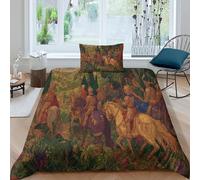 Juego De Ropa De Cama A Group of Knights in Estilo Medieval,impresión 3D Funda De Edredón,Funda Nórdica 3 Piezas,con Funda De Almohada para Niñas Y Niños Single（135x200cm）