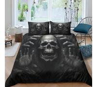 Juego De Ropa De Cama Calaveras para Niños Y Niñas, Funda Nórdica De Microfibra Suave, Funda Nórdica con Cremallera, Estilo Gótico Juego De Cama De 3D Double（200x200cm）