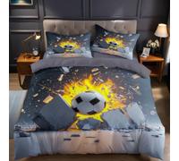 Juego de Ropa de Cama Cama 105 Gris Funda nórdica Reversible 200x200 cm Muro de fútbol de Microfibra Suave, Incluye 2 Fundas de Almohada 50x75 cm