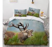 Juego de Ropa de Cama Ciervo Sika 3 Piezas Vida Silvestre Funda Nórdica para Cama de 90 cm Infantil Suave Microfibra Funda de Edredón 150x200 cm y 2 Fundas de Almohada 50x75 cm n.974