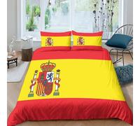 Juego De Ropa De Cama con Bandera España,diseño De Bandera Nacional,para Niño Y Adulto,decoración Suave De Microfibra King（220x240cm）