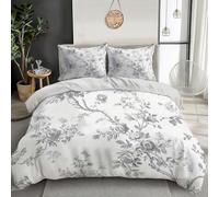 Juego De Ropa De Cama con Cremallera,En Blanco Y Negro Pájaros Y Flores 3D,con Cremallera,Un Paisaje Elegante Ropa De Cama De Microfibra Muy Suave Y Agradable,3 Piezas,Funda Nórdica De 220X260Cm