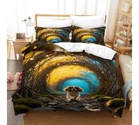 Juego De Ropa De Cama con Diseño Cavalier King Charles Spaniel En 3D Funda Nórdica Camino de Enredaderas Microfibra con Cremallera Y Funda De Almohada para Adolescentes/niñas Single（140x200cm）