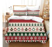 Juego de Ropa de Cama con diseño de Alce de Navidad, Juego de Funda Ropa de Cama con diseño de Santa Claus y Elk, Regalo para Navidad (Navidad 01, 135 x 200 cm)