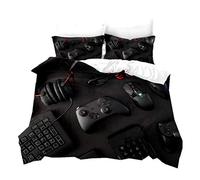 Juego de ropa de cama con estampado de jugador creativo 2/3 piezas, funda nórdica 3D con diseño de mando de juego, funda de almohada, juego de sábanas para controlador de videojuegos para niños