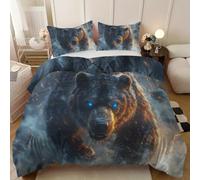 Juego de Ropa de Cama con Patrón Oso Negro Tamaño 240x220cm | Set Animales Salvajes Bestias de Funda de Edredón de Poliéster - Máquina Lavable, Ideal para Todas Las Estaciones
