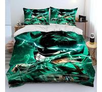 Juego de ropa de cama con personajes de anime, 155 x 220, funda nórdica y funda de almohada de 80 x 80 cm, microfibra con cremallera, regalo para niños (B, V, 155 x 220 cm + 75 x 50 cm)