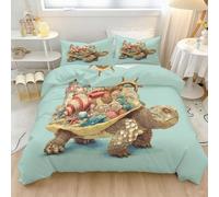 Juego de Ropa de Cama de 135 x 200 cm, 2 Piezas Dibujos Animados Tortuga Conchas Camello con Funda de Almohada, Vistoso Ropa de Cama 100% Microfibra,Cómodo y Transpirable, Lavable a máquina