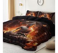 Juego de ropa de cama de 135 x 200 cm, funda de edredón de microfibra suave, fundas de edredón estampadas con 2 fundas de almohada, color naranja y blanco, colcha tradicional de Buda, loto espiritual