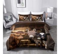 Juego de ropa de cama de 180 x 200 cm, diseño de burro de animales, reversible, estampado 3D, microfibra, funda nórdica y 2 fundas de almohada de 80 x 80 cm con cremallera, diseño de granja