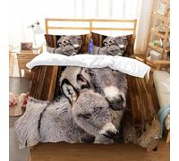 Juego de Ropa de Cama de 3 Piezas Burro Funda Nórdica Cama 90 cm Infantil Microfibra Animales de Granja Campestre Funda de Edredón 150x200 cm Marrón y 2 Fundas de Almohada 50 x 75 cm E-542