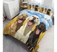 Juego de ropa de cama de 3 piezas con cremallera, diseño de perro Labrador Retriever, diseño de animales divertidos, 3 piezas, con cremallera, microfibra suave