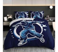 Juego de Ropa de Cama de 3 Piezas Funda Nordica 220x220 cm Silueta de Bailarina de Break Dance Microfibra Suave Transpirable Marina de Guerra Juego de Funda Nórdica para Niños y Adultos - Cama 135