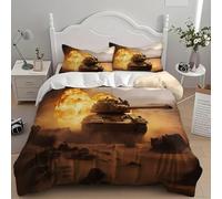 Juego de Ropa de Cama de 3 Piezas Funda Nordica 240x220 cm Imagen Moderna de Un Tanque En El Desierto Microfibra Suave Transpirable MarróN Juego de Funda Nórdica para Niños y Adultos - Cama 150