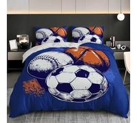 Juego de Ropa de Cama de 3 Piezas Funda Nordica 260x240 cm Tema de Deportes de Pelota Microfibra Suave Transpirable Marina de Guerra Juego de Funda Nórdica para Niños y Adultos - Cama 180